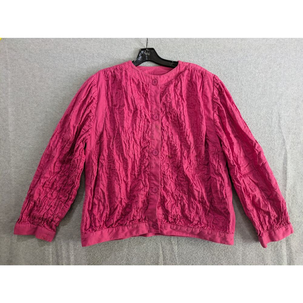 Gene Ewing‎ Bis Pink Blazer Women's Medium Pink Button-Up Retro Y2k Top Vintage